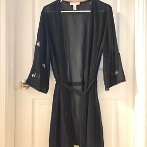 Stunning Oscar de la Renta Pink Label sheer black robe ✨